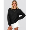 image:imageANRABESS Womens Long Sleeve Crewneck Flower Sweater Knit Top  3D Floral Applique Embroidered Pullover Drop Shoulder Ribbed Trim Soft Cozy Fall Winter Sweaters for Casual Work HolidayBlack