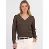 image:imageANRABESS Womens Long Sleeve Cropped Pullover Sweaters  V Neck Scalloped Lightweight Sweater Tops Soft Comfy Business Casual Work Travel Vacation Fall Winter Layer ClothingBrown White