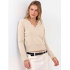 image:imageANRABESS Womens Long Sleeve Cropped Pullover Sweaters  V Neck Scalloped Lightweight Sweater Tops Soft Comfy Business Casual Work Travel Vacation Fall Winter Layer ClothingAlmond White