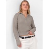 image:imageANRABESS Womens Long Sleeve Quarter Zip Cropped Sweater  V Neck Collared Thumb Holes Soft Ribbed Knit Pullover Top with Leggings Work Business CasualTravelFall Spring TransitionGrey Khaki