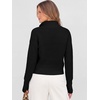 image:imageANRABESS Womens Long Sleeve Quarter Zip Cropped Sweater  V Neck Collared Thumb Holes Soft Ribbed Knit Pullover Top with Leggings Work Business CasualTravelFall Spring TransitionBlack