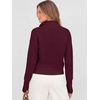 image:imageANRABESS Womens Long Sleeve Quarter Zip Cropped Sweater  V Neck Collared Thumb Holes Soft Ribbed Knit Pullover Top with Leggings Work Business CasualTravelFall Spring TransitionWine Red