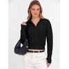 image:imageANRABESS Womens Long Sleeve Quarter Zip Cropped Sweater  V Neck Collared Thumb Holes Soft Ribbed Knit Pullover Top with Leggings Work Business CasualTravelFall Spring TransitionBlack