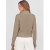 image:imageANRABESS Womens Long Sleeve Quarter Zip Cropped Sweater  V Neck Collared Thumb Holes Soft Ribbed Knit Pullover Top with Leggings Work Business CasualTravelFall Spring TransitionBright Tan