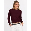 image:imageANRABESS Womens Long Sleeve Scalloped Cropped Sweaters  Lightweight Soft Comfy Ribbed KnitDressy Casual Pullover TopsBusiness Work OfficeTravel Vacation WearFall Winter ClothesDrak Red