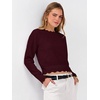 image:imageANRABESS Womens Long Sleeve Scalloped Cropped Sweaters  Lightweight Soft Comfy Ribbed KnitDressy Casual Pullover TopsBusiness Work OfficeTravel Vacation WearFall Winter ClothesDrak Red