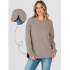 image:imageANRABESS Womens Long Sleeve Sweatshirt Crewneck Tunic Tops  Side Split High Low HemLoose Rayon BlendRibbed CuffsCasual Lounge School Daily OutfitsFall SpringMocha