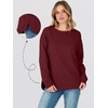 image:imageANRABESS Womens Long Sleeve Sweatshirt Crewneck Tunic Tops  Side Split High Low HemLoose Rayon BlendRibbed CuffsCasual Lounge School Daily OutfitsFall SpringWine Red