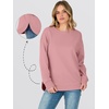 image:imageANRABESS Womens Long Sleeve Sweatshirt Crewneck Tunic Tops  Side Split High Low HemLoose Rayon BlendRibbed CuffsCasual Lounge School Daily OutfitsFall SpringPink