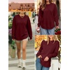 image:imageANRABESS Womens Long Sleeve Sweatshirt Crewneck Tunic Tops  Side Split High Low HemLoose Rayon BlendRibbed CuffsCasual Lounge School Daily OutfitsFall SpringWine Red