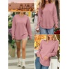 image:imageANRABESS Womens Long Sleeve Sweatshirt Crewneck Tunic Tops  Side Split High Low HemLoose Rayon BlendRibbed CuffsCasual Lounge School Daily OutfitsFall SpringPink