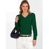 image:imageANRABESS Womens Long Sleeve V Neck Cropped Sweaters  Classic Pullover Basic Tops Soft Comfy Lightweight Business Casual Work Travel Vacation Fall Winter Layer ClothesForest Green