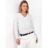 image:imageANRABESS Womens Long Sleeve V Neck Cropped Sweaters  Classic Pullover Basic Tops Soft Comfy Lightweight Business Casual Work Travel Vacation Fall Winter Layer ClothesWhite