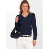 image:imageANRABESS Womens Long Sleeve V Neck Cropped Sweaters  Classic Pullover Basic Tops Soft Comfy Lightweight Business Casual Work Travel Vacation Fall Winter Layer ClothesNavy Blue