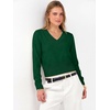image:imageANRABESS Womens Long Sleeve V Neck Cropped Sweaters  Classic Pullover Basic Tops Soft Comfy Lightweight Business Casual Work Travel Vacation Fall Winter Layer ClothesForest Green