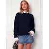 image:imageANRABESS Womens Oversized Long Sleeve Crewneck Cropped Sweater  Soft Warm Fuzzy Chunky Ribbed Knit Pullover Basic Casual Cozy Comfy Tops Fall Winter Outfits ClothesNavy Blue