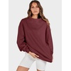 image:imageANRABESS Womens Oversized Sweatshirts Mock Neck Pullover  Cozy Fleece Long Sleeve Tops Casual Daily Wear Going Out amp Preppy Loose Fit 2026 Fall Winter Trendy OutfitsWine Red