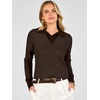 image:imageANRABESS Womens Polo V Neck Long Sleeve Pullover Sweaters  2 in 1 Color Block Lightweight Soft Knit Button Cuffs Sweater Tops Business Casual Office Clothes Daily Wear Fall WinterBrown