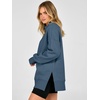 image:imageANRABESS Womens Quarter Zip Pullover Oversized Sweatshirts  Long Sleeve V Neck Zip Up Collared Top Soft Loose Side Slit Hoodie Casual Going Out Athleisure Outfits Fall Winter ClothesGrey Blue
