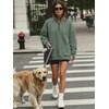 image:imageANRABESS Womens Quarter Zip Pullover Oversized Sweatshirts  Long Sleeve V Neck Zip Up Collared Top Soft Loose Side Slit Hoodie Casual Going Out Athleisure Outfits Fall Winter ClothesSage Green