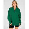 image:imageANRABESS Womens Quarter Zip Pullover Oversized Sweatshirts  Long Sleeve V Neck Zip Up Collared Top Soft Loose Side Slit Hoodie Casual Going Out Athleisure Outfits Fall Winter ClothesGreen