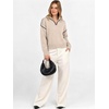 image:imageANRABESS Womens Quarter Zip Sweaters Fall Long Sleeve Shirts Collared Business Casual Tops Knit Pullover SweatshirtsAlmond