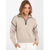 image:imageANRABESS Womens Quarter Zip Sweaters Fall Long Sleeve Shirts Collared Business Casual Tops Knit Pullover SweatshirtsAlmond