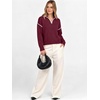 image:imageANRABESS Womens Quarter Zip Sweaters Fall Long Sleeve Shirts Collared Business Casual Tops Knit Pullover SweatshirtsBurgundy