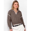 image:imageANRABESS Womens Quarter Zip Sweaters Fall Long Sleeve Shirts Collared Business Casual Tops Knit Pullover SweatshirtsCoffee