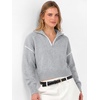 image:imageANRABESS Womens Quarter Zip Sweaters Fall Long Sleeve Shirts Collared Business Casual Tops Knit Pullover SweatshirtsGrey