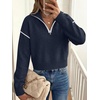 image:imageANRABESS Womens Quarter Zip Sweaters Fall Long Sleeve Shirts Collared Business Casual Tops Knit Pullover SweatshirtsNavy Blue