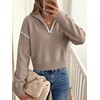 image:imageANRABESS Womens Quarter Zip Sweaters Fall Long Sleeve Shirts Collared Business Casual Tops Knit Pullover SweatshirtsTan