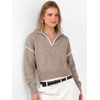image:imageANRABESS Womens Quarter Zip Sweaters Fall Long Sleeve Shirts Collared Business Casual Tops Knit Pullover SweatshirtsTan