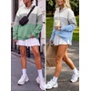 image:imageANRABESS Womens Quarter Zip Sweatshirt Oversized Hoodies  Soft Cozy Fleece Mock Neck Pullover with Side Pockets Drop Shoulder SlouchyY2K Color Block Casual LoungewearFall FashionWhite Light Grey Sage Green