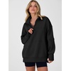 image:imageANRABESS Womens Quarter Zip Sweatshirt Oversized Hoodies  Soft Cozy Fleece Mock Neck Pullover with Side Pockets Drop Shoulder SlouchyY2K Color Block Casual LoungewearFall FashionBlack