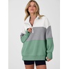 image:imageANRABESS Womens Quarter Zip Sweatshirt Oversized Hoodies  Soft Cozy Fleece Mock Neck Pullover with Side Pockets Drop Shoulder SlouchyY2K Color Block Casual LoungewearFall FashionWhite Light Grey Sage Green