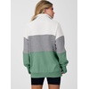 image:imageANRABESS Womens Quarter Zip Sweatshirt Oversized Hoodies  Soft Cozy Fleece Mock Neck Pullover with Side Pockets Drop Shoulder SlouchyY2K Color Block Casual LoungewearFall FashionWhite Light Grey Sage Green