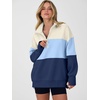 image:imageANRABESS Womens Quarter Zip Sweatshirt Oversized Hoodies  Soft Cozy Fleece Mock Neck Pullover with Side Pockets Drop Shoulder SlouchyY2K Color Block Casual LoungewearFall FashionApricot Sky Navy Blue