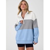 image:imageANRABESS Womens Quarter Zip Sweatshirt Oversized Hoodies  Soft Cozy Fleece Mock Neck Pullover with Side Pockets Drop Shoulder SlouchyY2K Color Block Casual LoungewearFall FashionWhite Light Grey Sky Blue