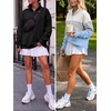 image:imageANRABESS Womens Quarter Zip Sweatshirt Oversized Hoodies  Soft Cozy Fleece Mock Neck Pullover with Side Pockets Drop Shoulder SlouchyY2K Color Block Casual LoungewearFall FashionBlack