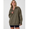 image:imageANRABESS Womens Quarter Zip Sweatshirt Oversized Hoodies  Soft Cozy Fleece Mock Neck Pullover with Side Pockets Drop Shoulder SlouchyY2K Color Block Casual LoungewearFall FashionCoffee