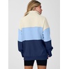 image:imageANRABESS Womens Quarter Zip Sweatshirt Oversized Hoodies  Soft Cozy Fleece Mock Neck Pullover with Side Pockets Drop Shoulder SlouchyY2K Color Block Casual LoungewearFall FashionApricot Sky Navy Blue