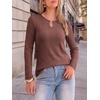 image:imageANRABESS Womens Ribbed Knit Long Sleeve Shirts  Keyhole Neck Blouse Soft Stretch Fuzzy Tops Regular Fit for Business Office Daily Wear Fall amp SpringRust Red
