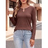 image:imageANRABESS Womens Ribbed Knit Long Sleeve Shirts  Keyhole Neck Blouse Soft Stretch Fuzzy Tops Regular Fit for Business Office Daily Wear Fall amp SpringRust Red
