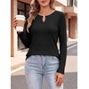 image:imageANRABESS Womens Ribbed Knit Long Sleeve Shirts  Keyhole Neck Blouse Soft Stretch Fuzzy Tops Regular Fit for Business Office Daily Wear Fall amp SpringBlack