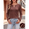 image:imageANRABESS Womens Ribbed Knit Long Sleeve Shirts  Keyhole Neck Blouse Soft Stretch Fuzzy Tops Regular Fit for Business Office Daily Wear Fall amp SpringRust Red