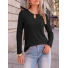 image:imageANRABESS Womens Ribbed Knit Long Sleeve Shirts  Keyhole Neck Blouse Soft Stretch Fuzzy Tops Regular Fit for Business Office Daily Wear Fall amp SpringBlack