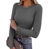image:imageANRABESS Women Long Sleeve Slim Fit Sweaters Top  Crew Neck Non See Through Cozy Stretchy Knit Shirts Casual Office Travel Winter Layering Fall Spring Faux Wool ClothingDeep Grey