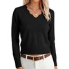 image:imageANRABESS Womens Long Sleeve Cropped Pullover Sweaters  V Neck Scalloped Lightweight Sweater Tops Soft Comfy Business Casual Work Travel Vacation Fall Winter Layer ClothingBlack