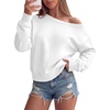 image:imageANRABESS Womens Long Sleeve Off Shoulder Crop Sweatshirt  Oversized Asymmetric Slouchy Cozy Fleece Pullover TopsCasual Y2K Street Lounge StyleSpring Fall ClothingWhite